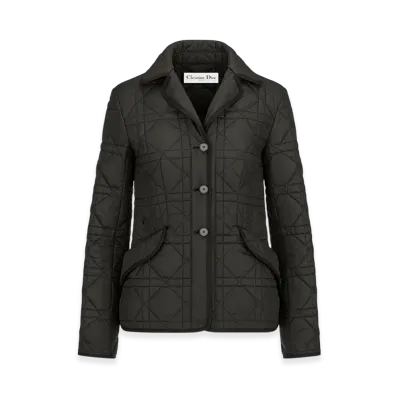 Dior Women's Macrocannage Bar Jacket Quilted Technical Taffeta "Black"