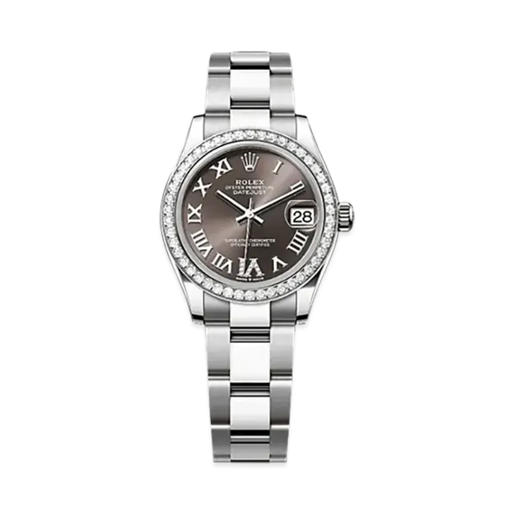 ROLEX Datejust 31 Oystersteel & White Gold Diamonds "Brown"