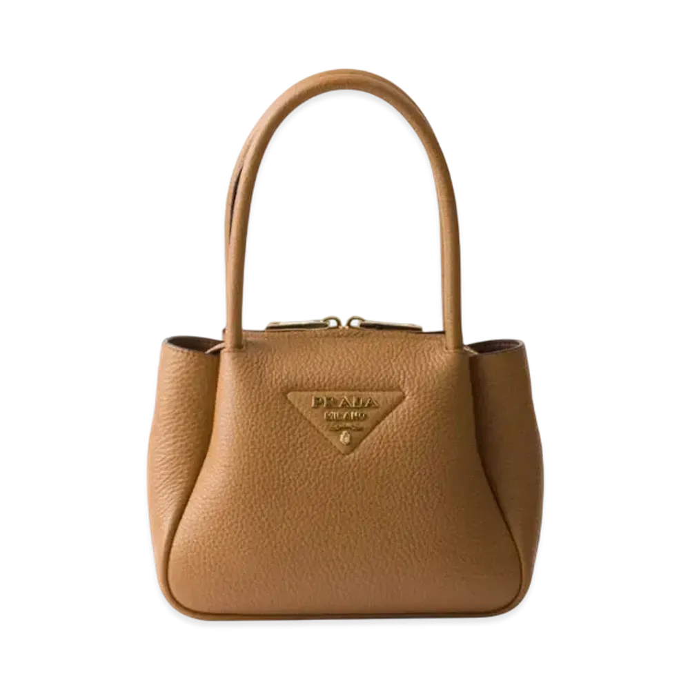 PRADA Flou Leather Mini Handbag "Camel"