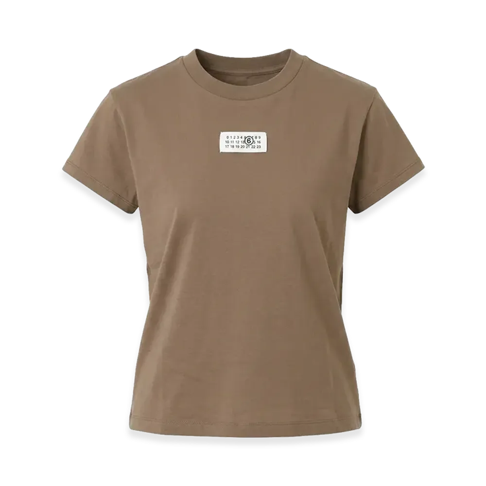 MM6 Maison Margiela Women's Mini Logo Cropped T-Shirt "Lightbrown"