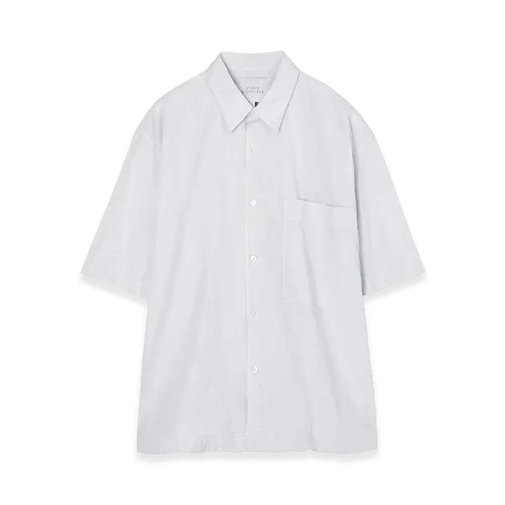 STUDIO NICHOLSON Short Sleeve Shirt Pete "White/Black"
