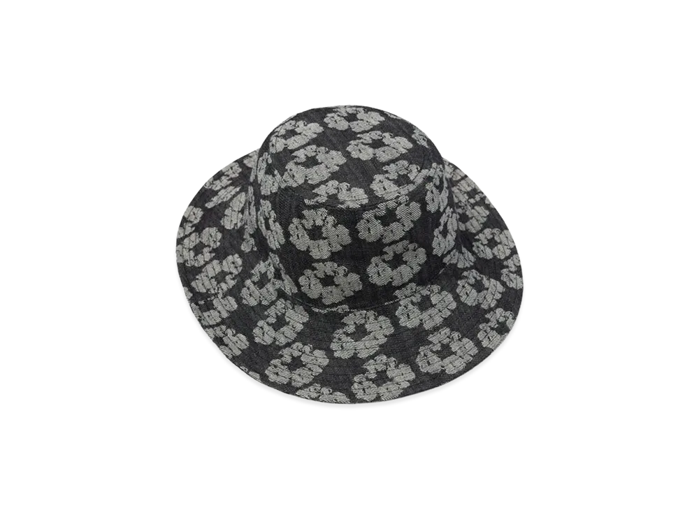 DENIM TEARS Jacquard Wreath Bucket Hat "Washed Black"