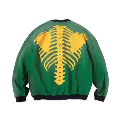 KAPITAL BACK HAIR 2 TONE BIG SWEAT (BOUND PT) "Black Green"