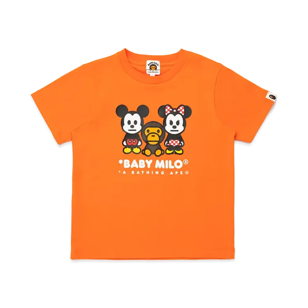 A BATHING APE x Disney Kids Mickey & Minnie Mouse Baby Milo Tee "Orange"