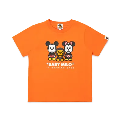 A BATHING APE x Disney Kids Mickey & Minnie Mouse Baby Milo Tee "Orange"