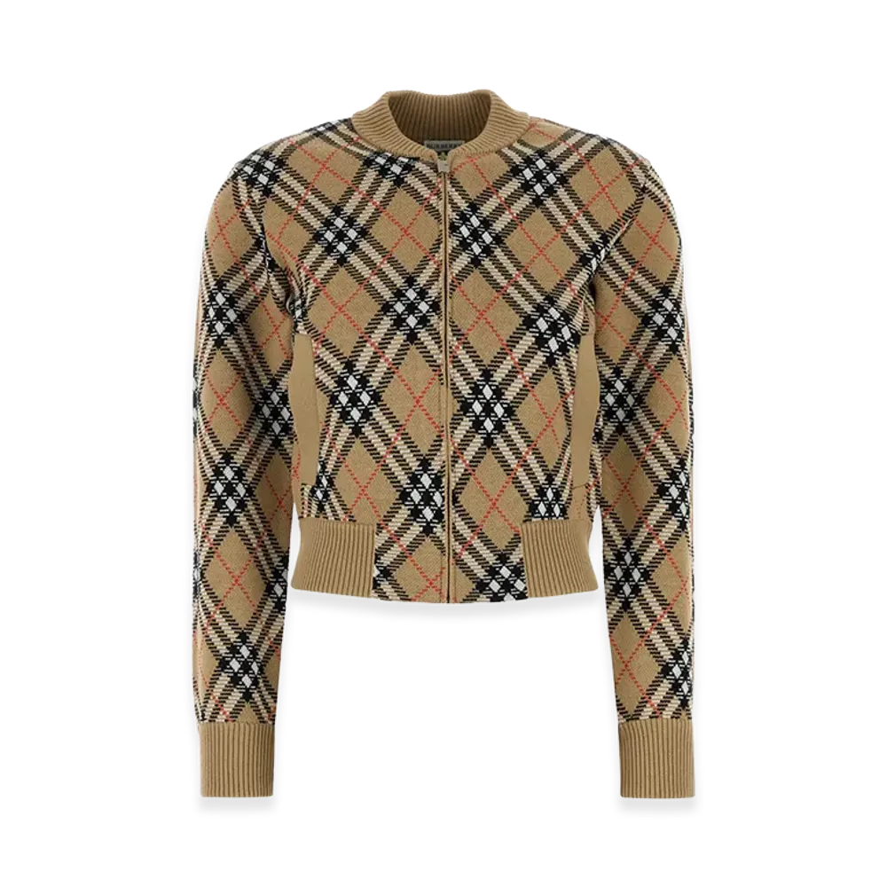 Burberry Women's Embroidered Wool Blend Cardigan "Checked"