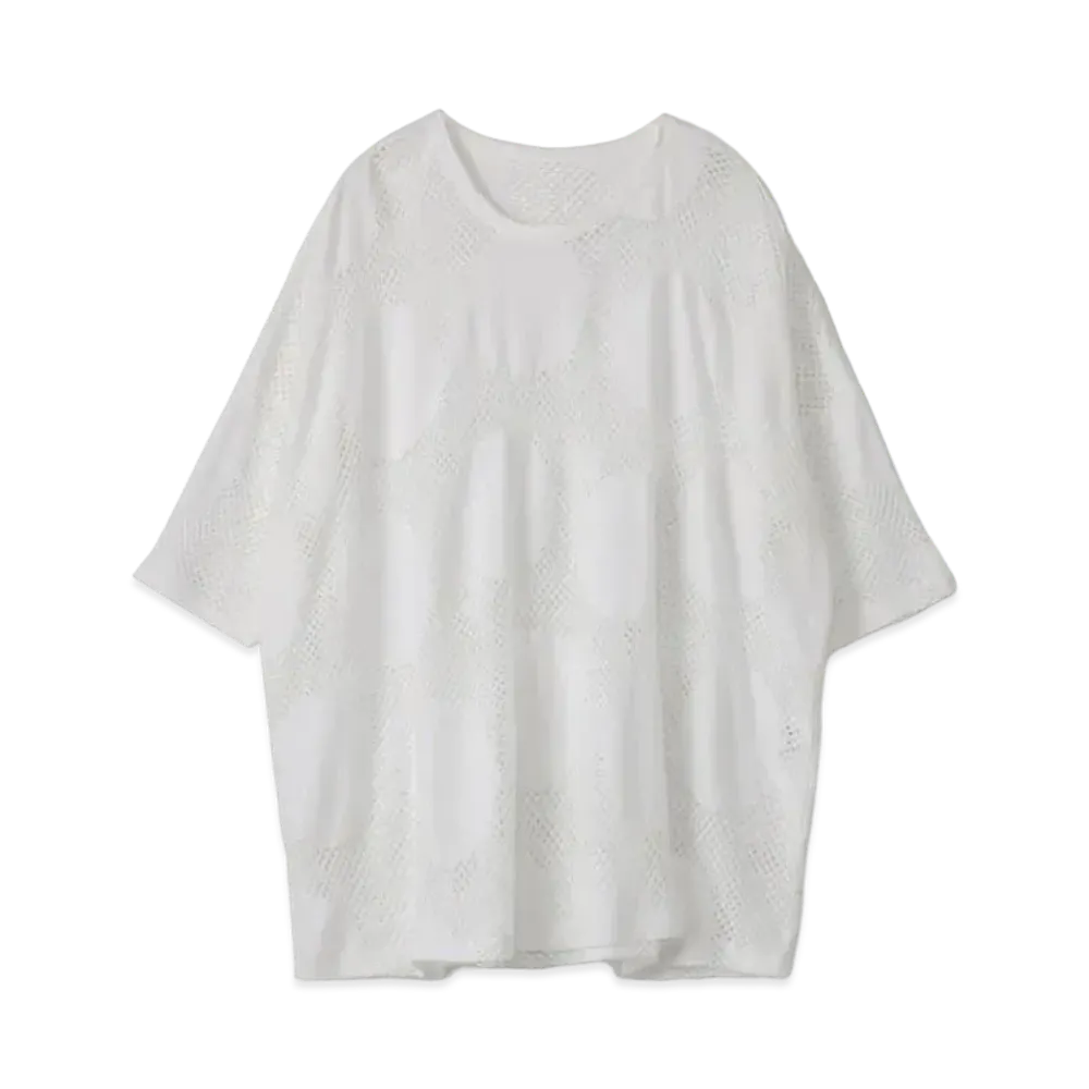 Yohji Yamamoto Y's 60/2 POLKA DOT HOLE MESH SIDE GUSSET "White"