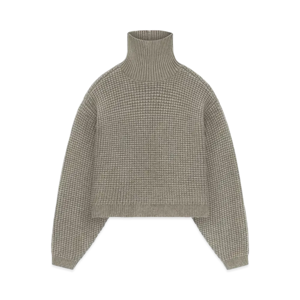 FEAR OF GOD ESSENTIALS Heavy Waffle Cropped Turtleneck "Heather Gray"