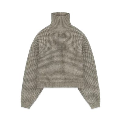FEAR OF GOD ESSENTIALS Heavy Waffle Cropped Turtleneck "Heather Gray"