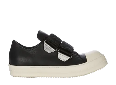 Rick Owens Women's SS26 Strap Low Sneaks Full Grain Calf Leather "Black/Milk"