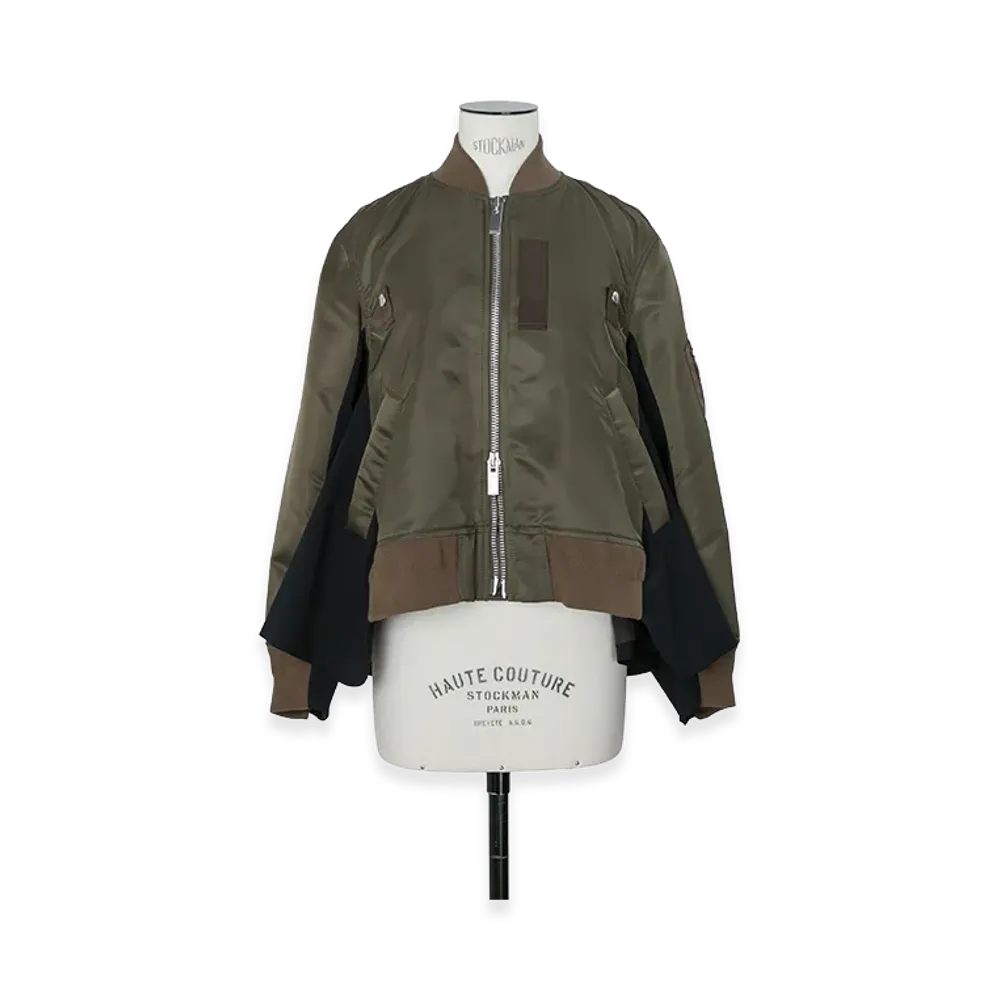 sacai Nylon Twill x Wool Suiting Blouson "Dark Khaki/Navy"