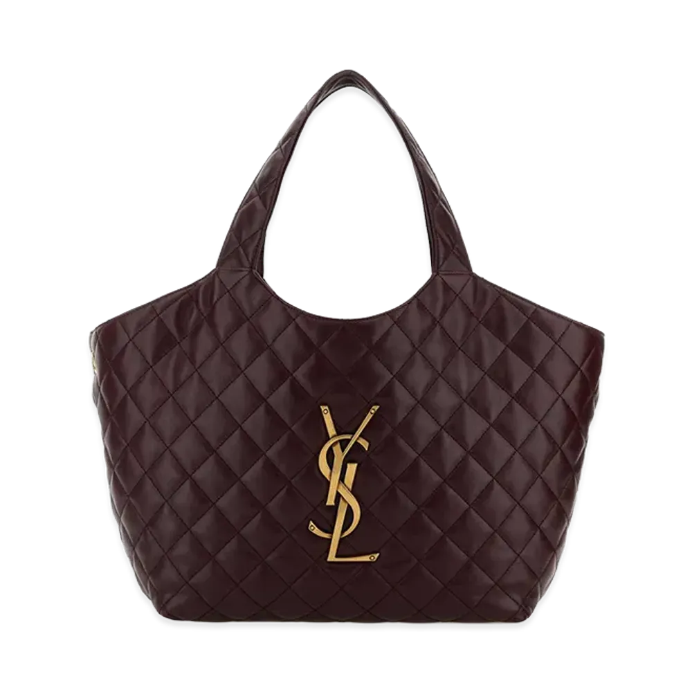 Saint Laurent Women's Burgundy Nappa Leather Medium Icare Shopping Bag "Bordeaux"