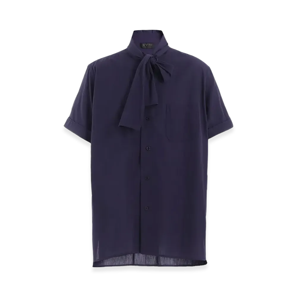 S'YTE Broadcloth Chambray Short-Sleeve Stall Shirt "Navy"