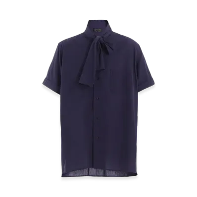 S'YTE Broadcloth Chambray Short-Sleeve Stall Shirt "Navy"
