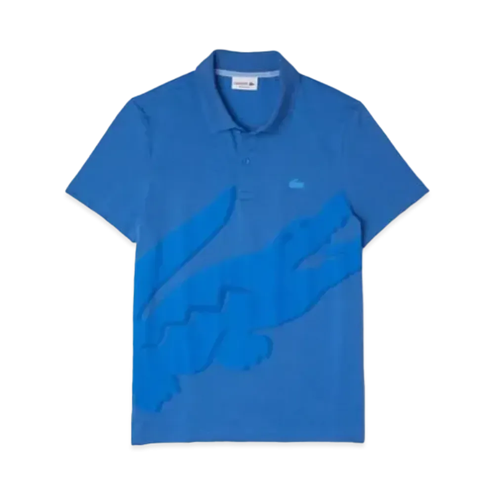 LACOSTE Oversize Print Polo Shirt "Blue"
