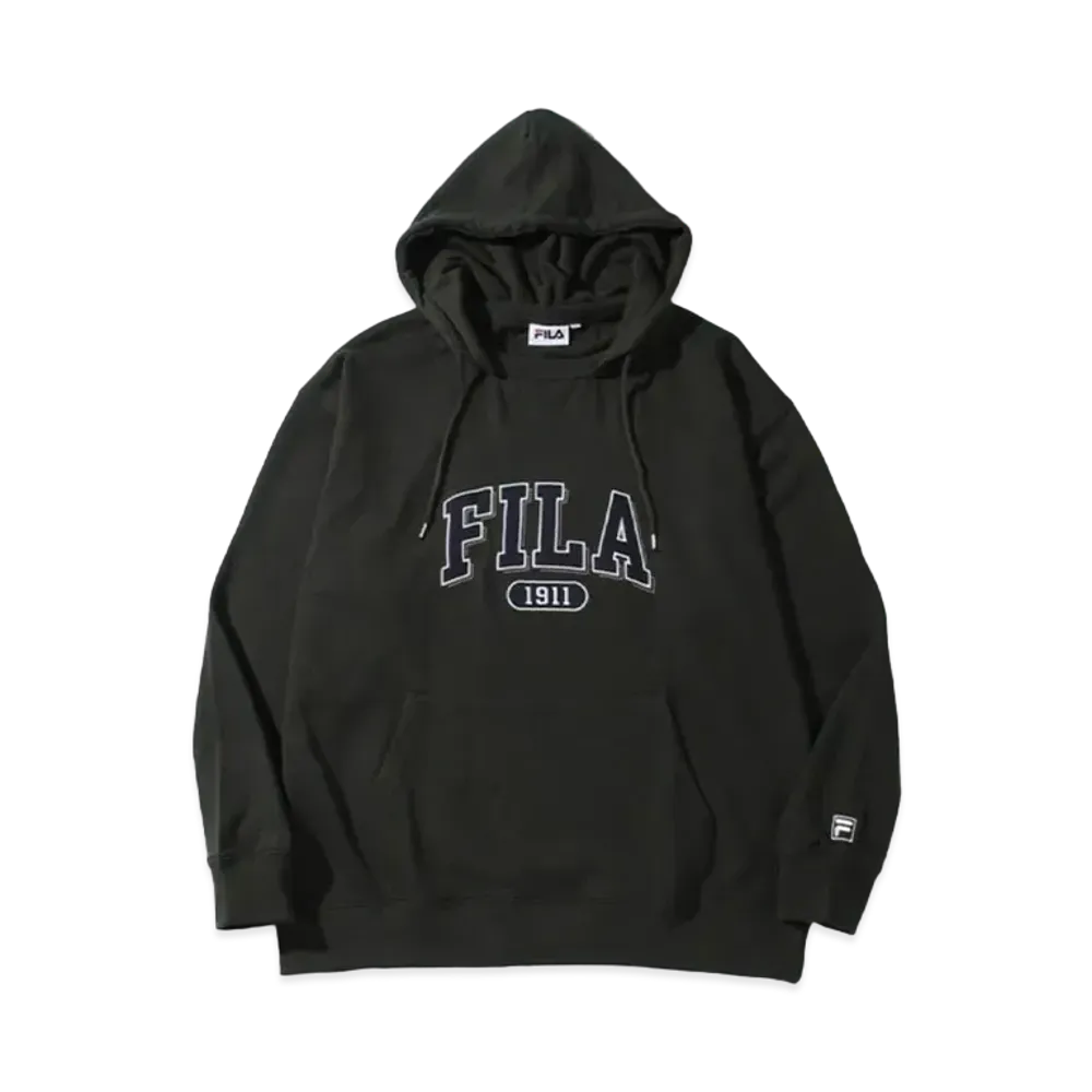 FILA College Logo Patch Big Silhouette Pullover Parka "DarkKahaki"