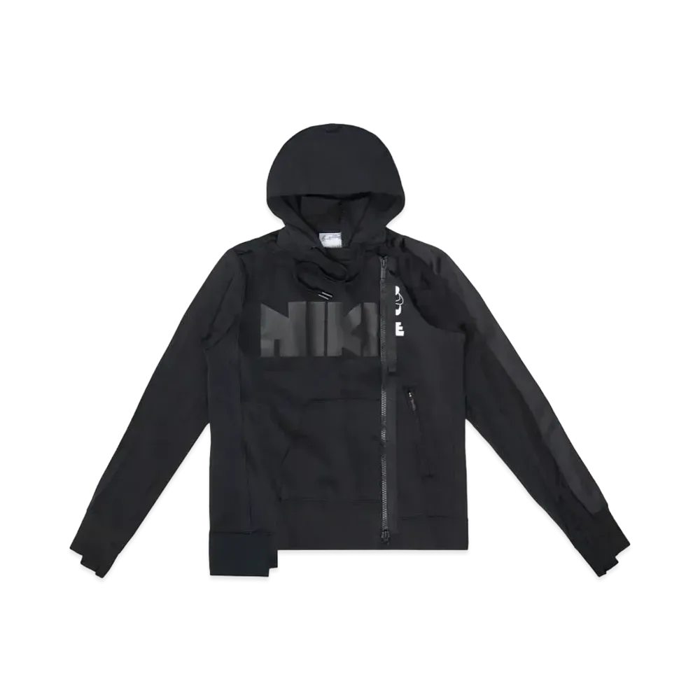 Nike x Sacai Double Zip Hoodie "Black/Dark Obsidian"