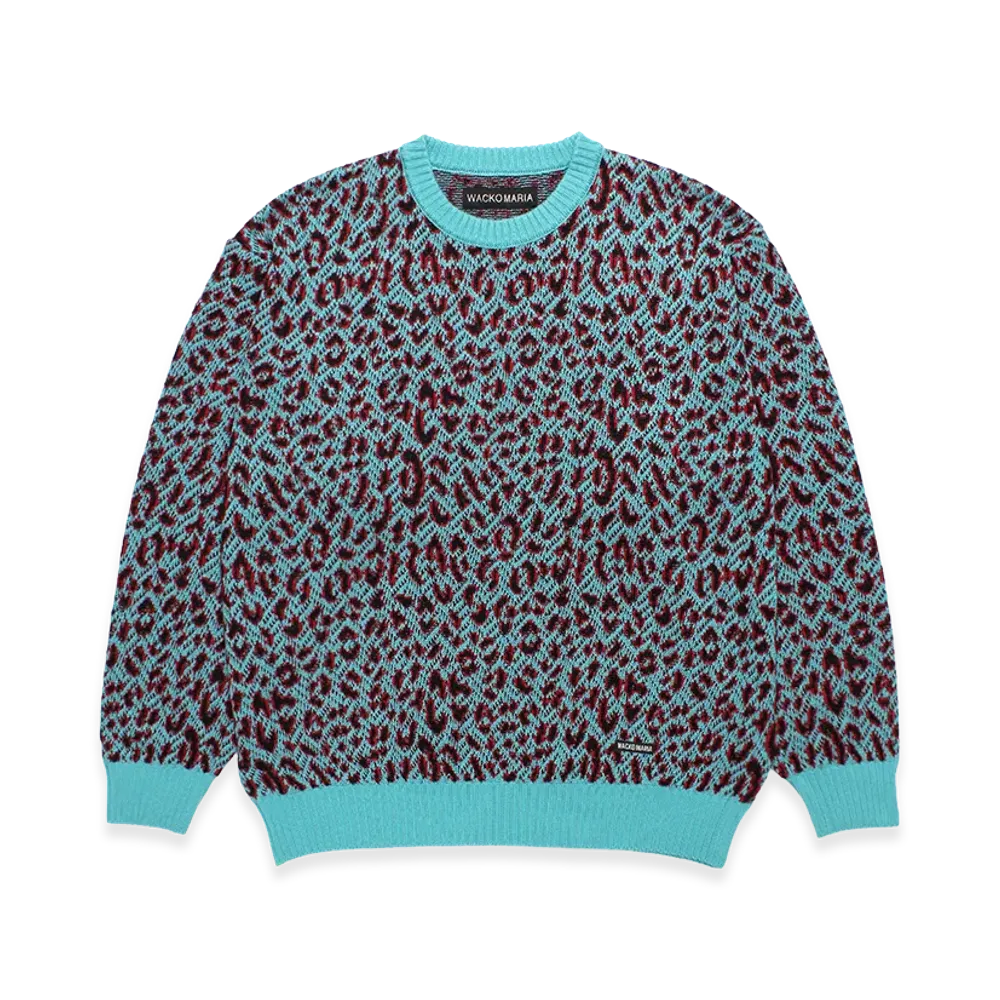 WACKO MARIA Leopard Jacquard Knit Sweater "Blue"
