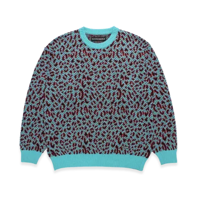WACKO MARIA Leopard Jacquard Knit Sweater "Blue"