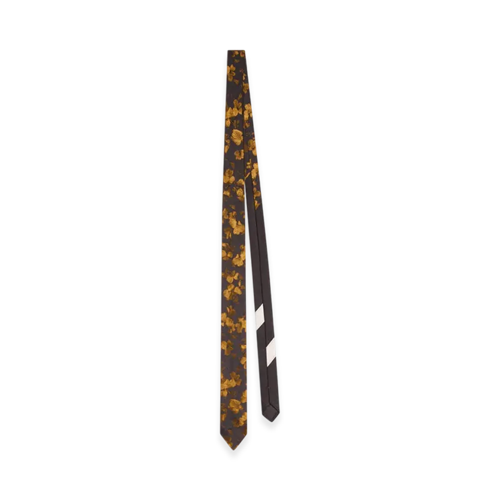DRIES VAN NOTEN Printed Narrow Silk Tie "Ocra"