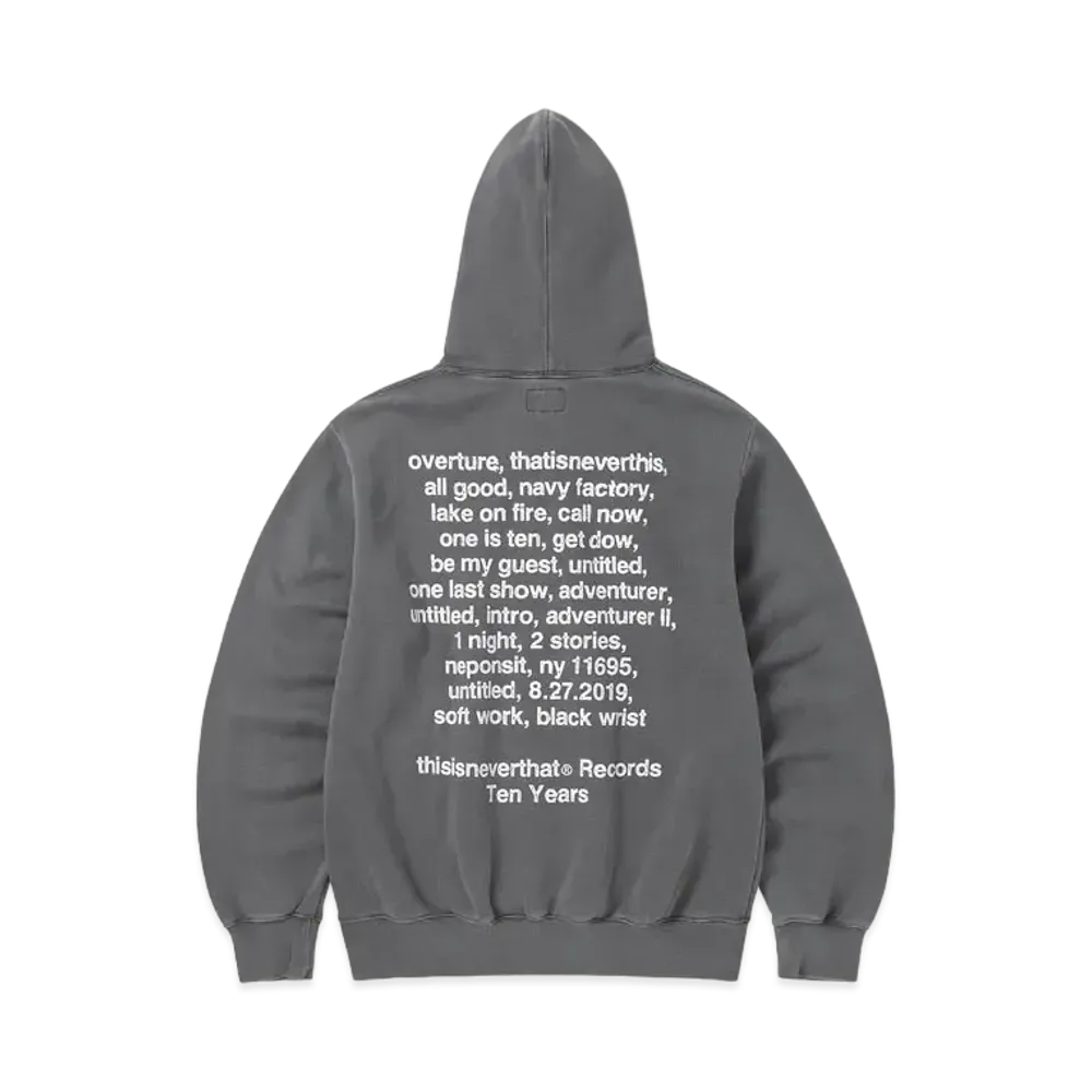 thisisneverthat Ten Years Records Hoodie "Charcoal"