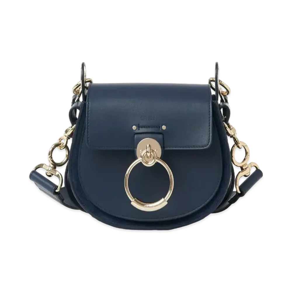 Chloe Tess Small Bag In Shiny & Suede Calfskin "Navy"