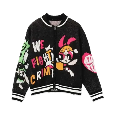 atmos pink x The Powerpuff Girls Knit Blouson "Black"