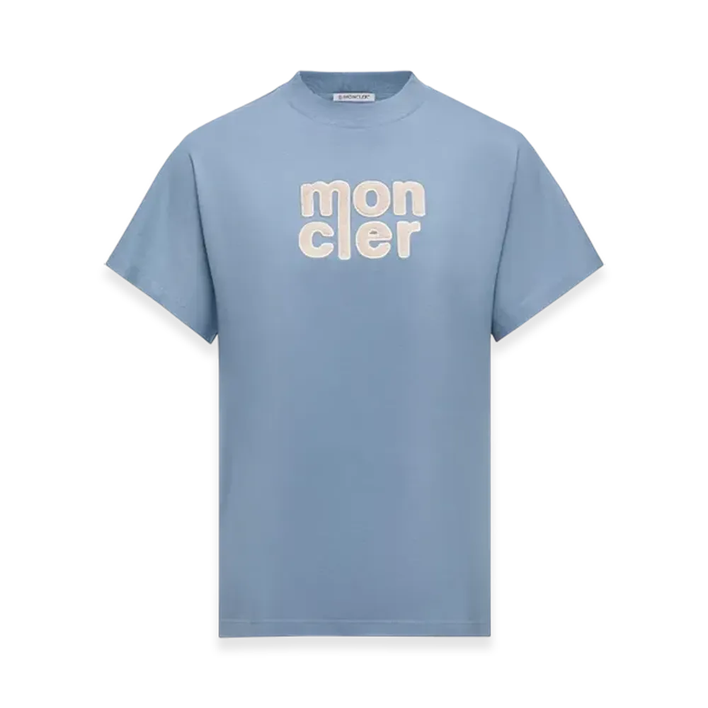 MONCLER Teddy Logo Cotton T-Shirt "Blue"