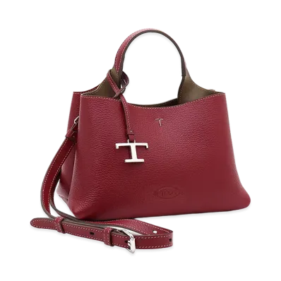 TOD'S Women's T Timeless Charm Leather Micro Handbag "Red/Khaki"