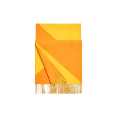 Hermes Casaque En Biais Muffler "Jaune Vif/Mango"