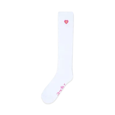 A BATHING APE Logo Ribbed Knee Length Socks "White"