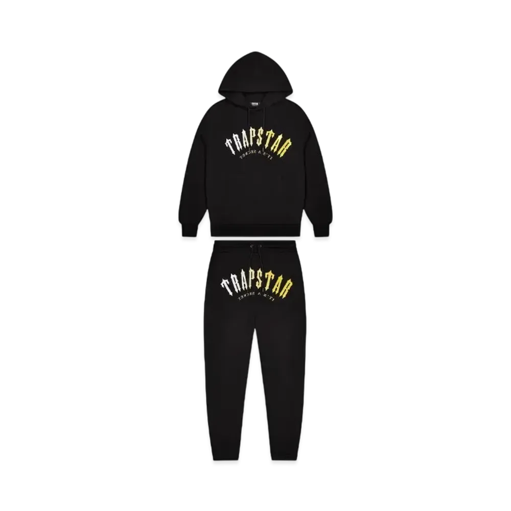 TRAPSTAR Decoded Hooded Gel Tracksuit "Black/Yellow"