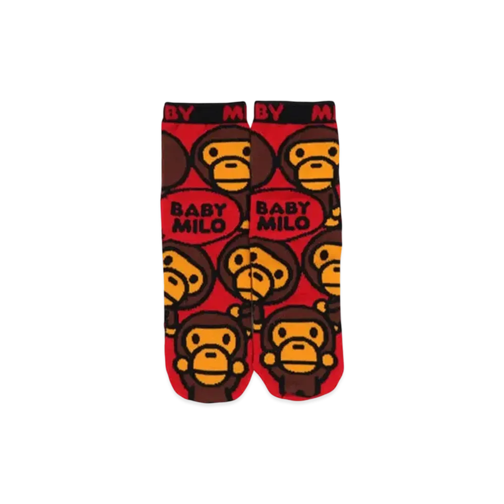 A BATHING APE Baby Milo Socks "Red"