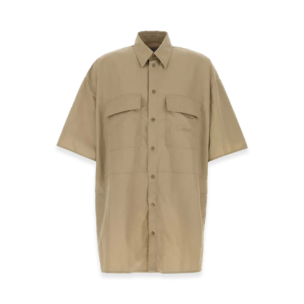 BALENCIAGA Tech Fabric Oversize Shirt "Beige/Cappuccino"