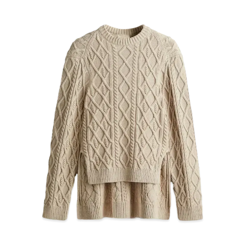 rokh x H&M Oversized Cable Knit Sweater "Light Beige"