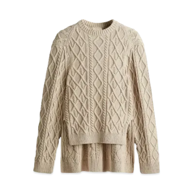 rokh x H&M Oversized Cable Knit Sweater "Light Beige"