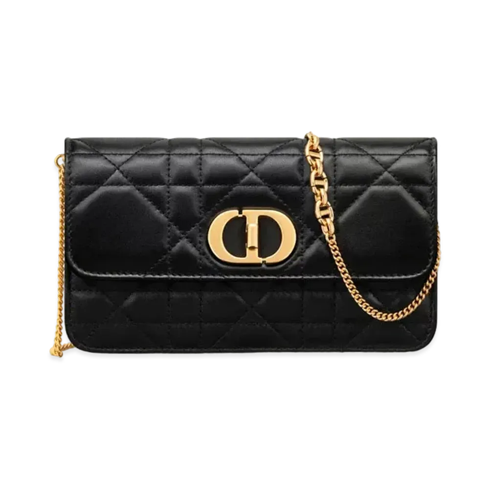 Dior Miss Caro Pouch with Chain Macrocannage Lambskin "Black"