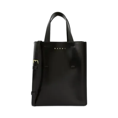 Marni Calf Leather Mini Museo Tote Bag "Black"