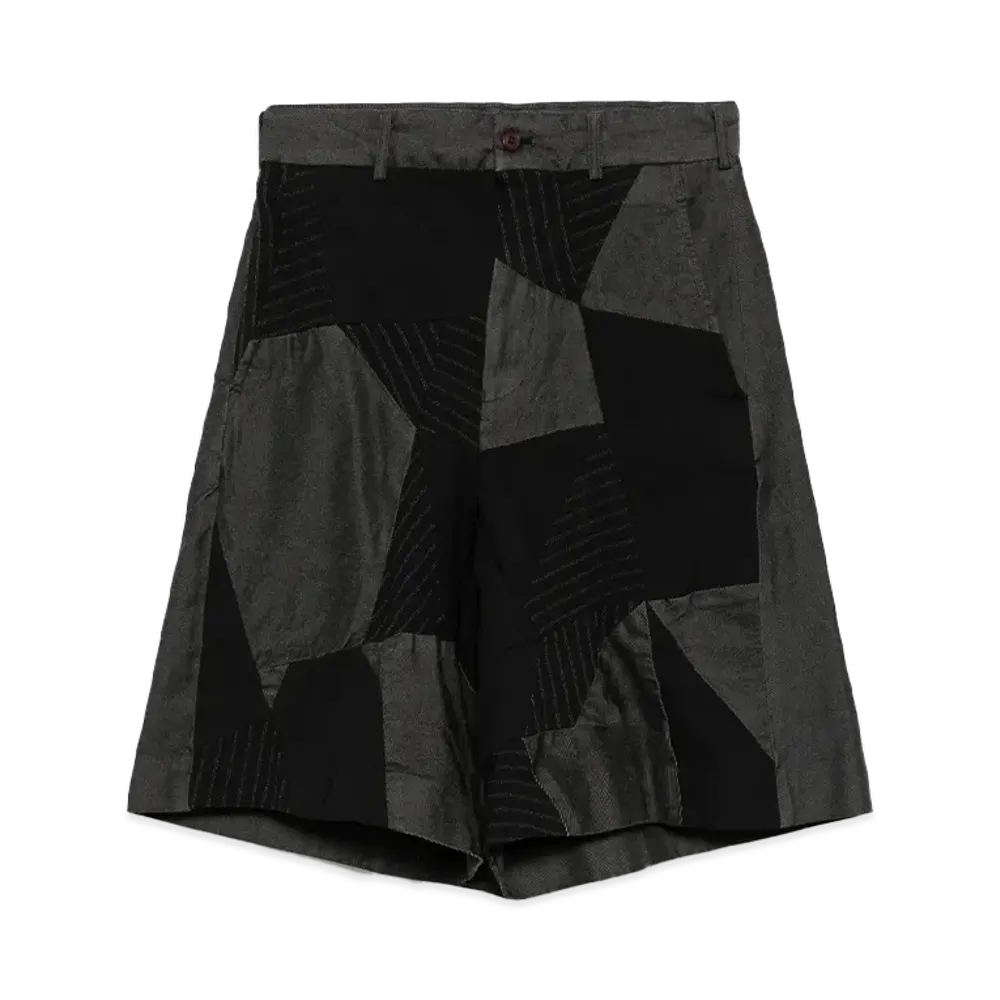 BLACK COMME des GARCONS Gabardine Patchwork Shorts "Black"