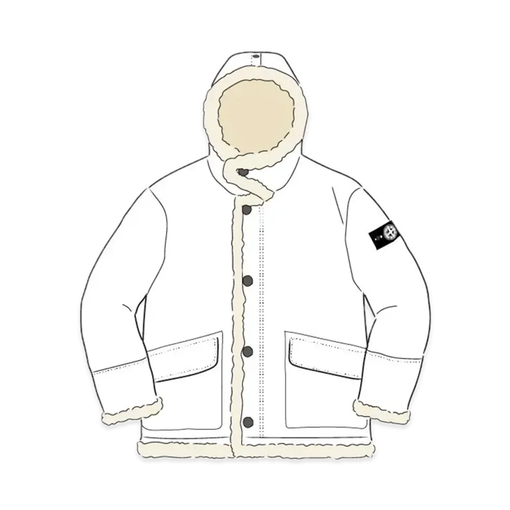 Supreme x Stone Island Hand-Painted Hooded Shearling Jacket "White"