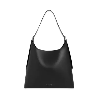 CHARLES & KEITH Double Buckle Trapeze Hobo Bag "Noir"