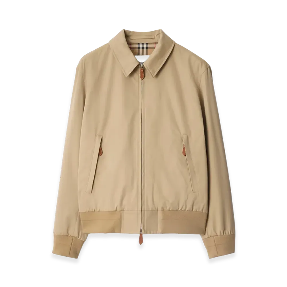 Burberry Gabardine Harrington Jacket "Honey Beige"