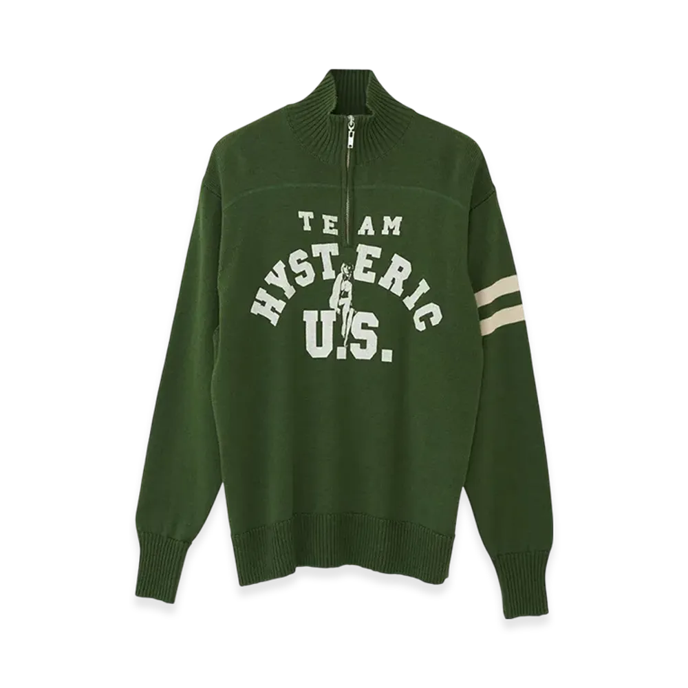 HYSTERIC GLAMOUR Team Hysteric Motorcycle Sweater "Green"