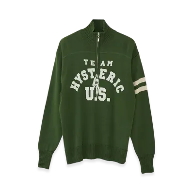 HYSTERIC GLAMOUR Team Hysteric Motorcycle Sweater "Green"