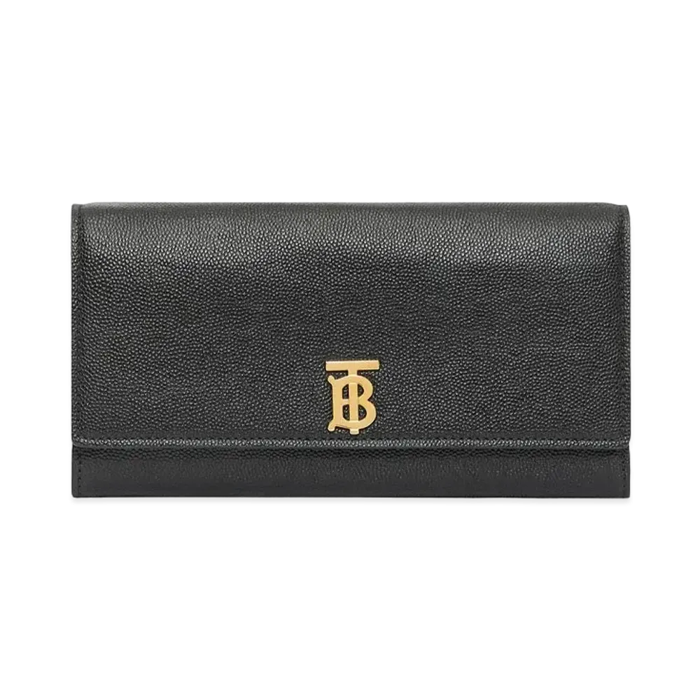 Burberry Monogram Motif Grainy Leather Continental Wallet "Black"