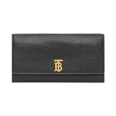 Burberry Monogram Motif Grainy Leather Continental Wallet "Black"