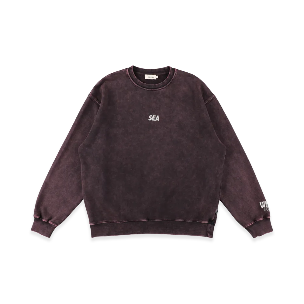 WIND AND SEA Aged Essential Crew Sweatshirts "Burgundy"