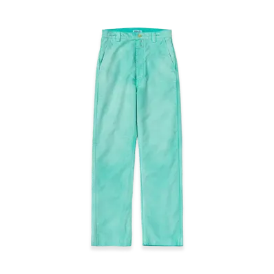 AURALEE Women's Garment-Dyed Organic Cotton Heavy Moleskin Pants "Faded Aqua Green"