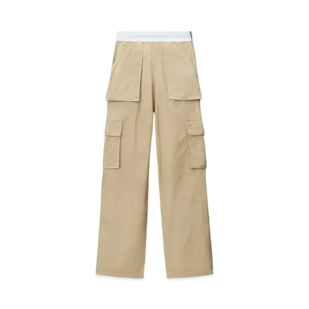 Alexander Wang Cotton Twill Mid-rise Cargo Rave Pants "Feather"