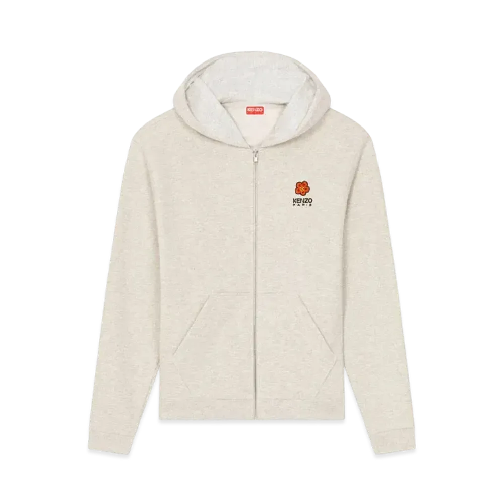 KENZO 'BOKE FLOWER' Crest Hoodie Zip Up Sweat "Pale Grey"